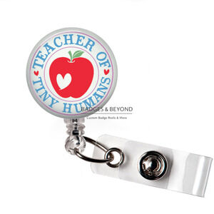 🍎📚 Teacher Of Tiny Humans Badge Reel | Teacher Retractable ID Holder